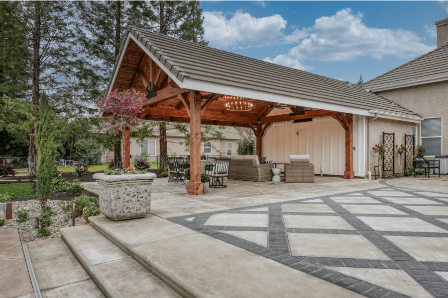 17x23 timber frame patio in Clovis, CA