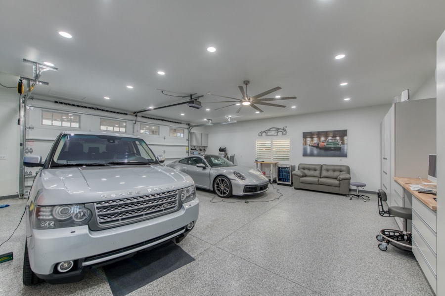 2 cars inside 30x50 garage with attached patio