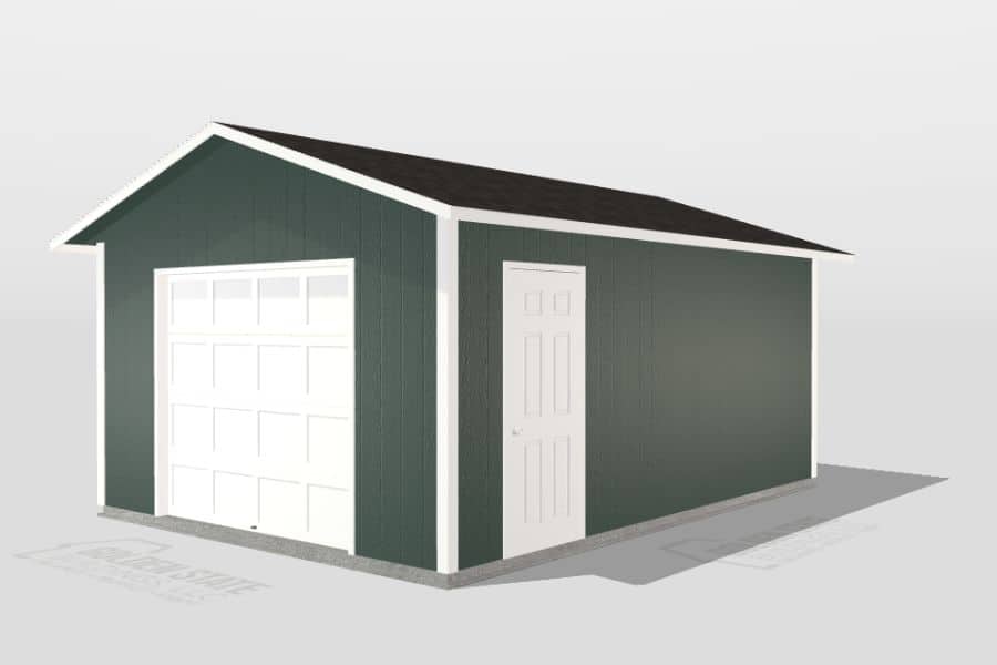green and white sided garage built in 3D