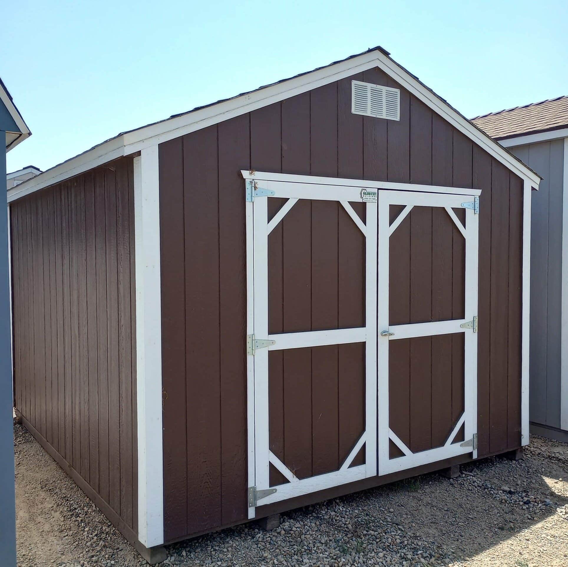 Brown deluxe wood shed