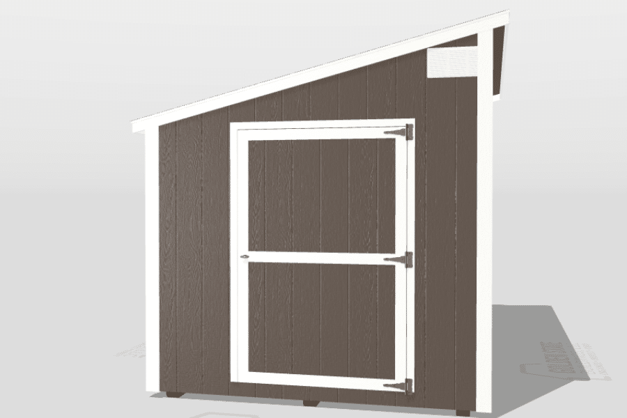 designing a brown value lean to shed with white trim in 3D