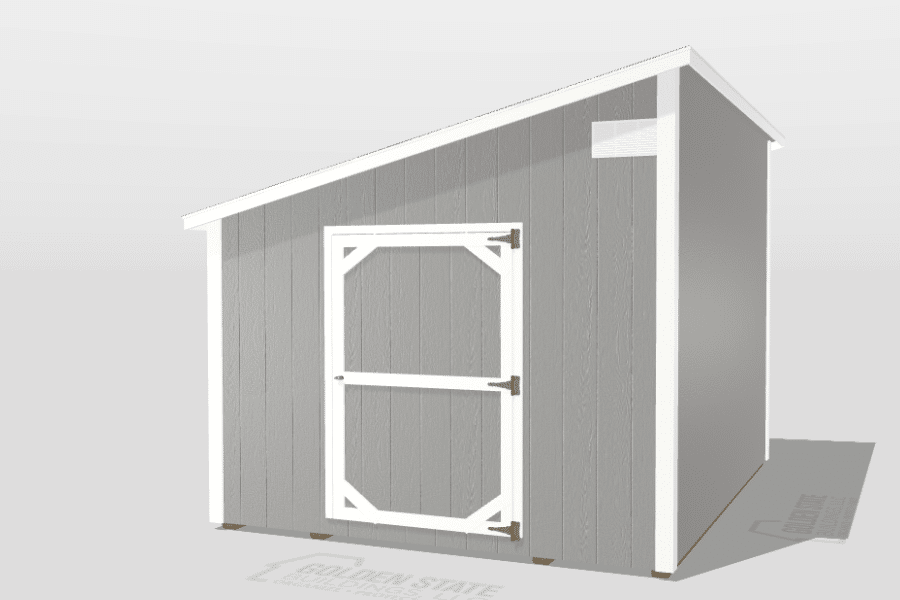 designing a gray lean to shed with white trim in 3D