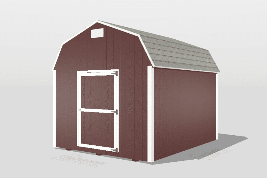 designing a red barn style shed with a shingle roof in 3D