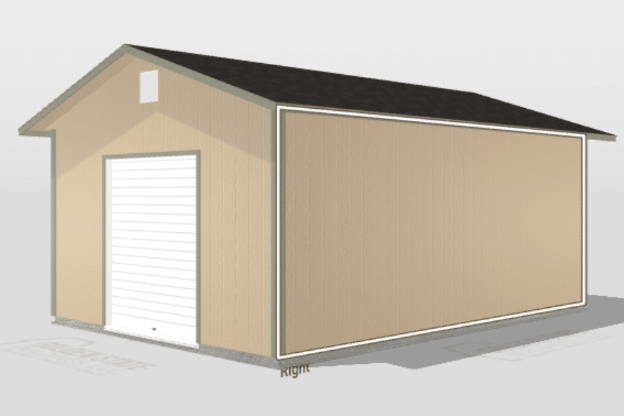 designing a tan and green trimmed garage in 3D