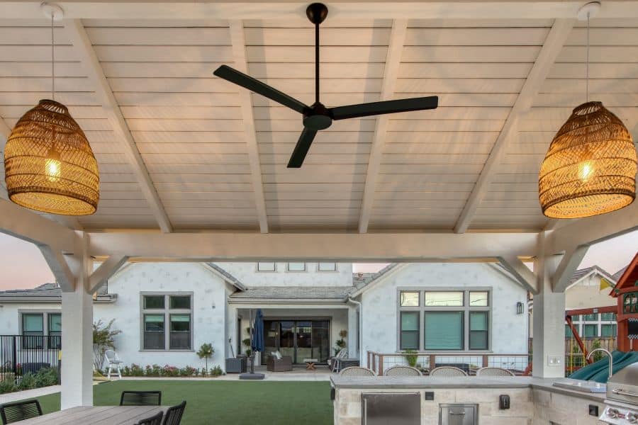 electrical options of fans and lights in Visalia CA pavilion
