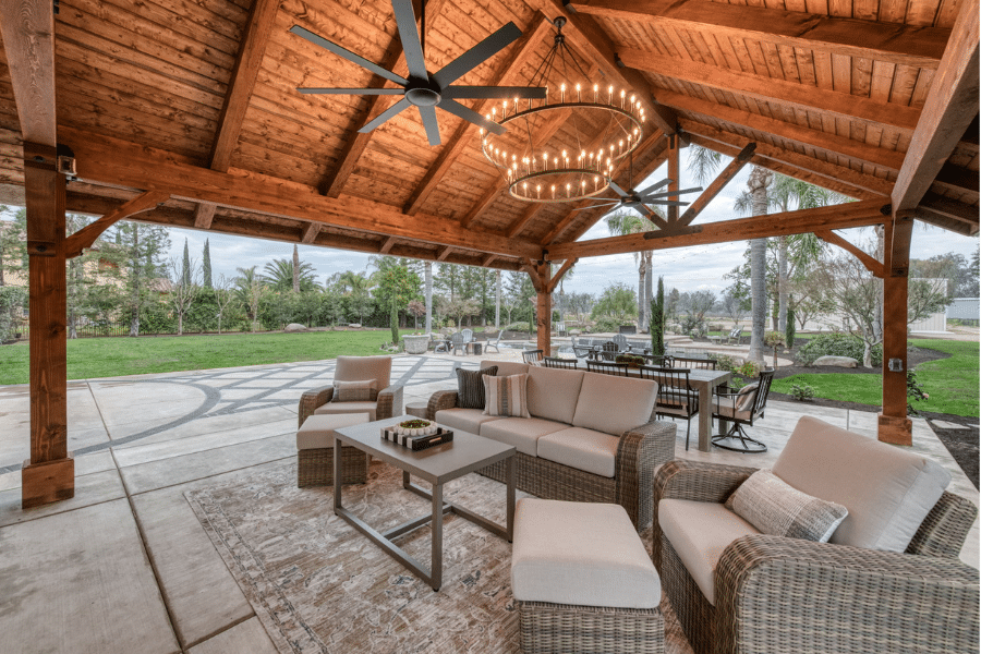 fan and electrical over seating area in 17x23 pavilion