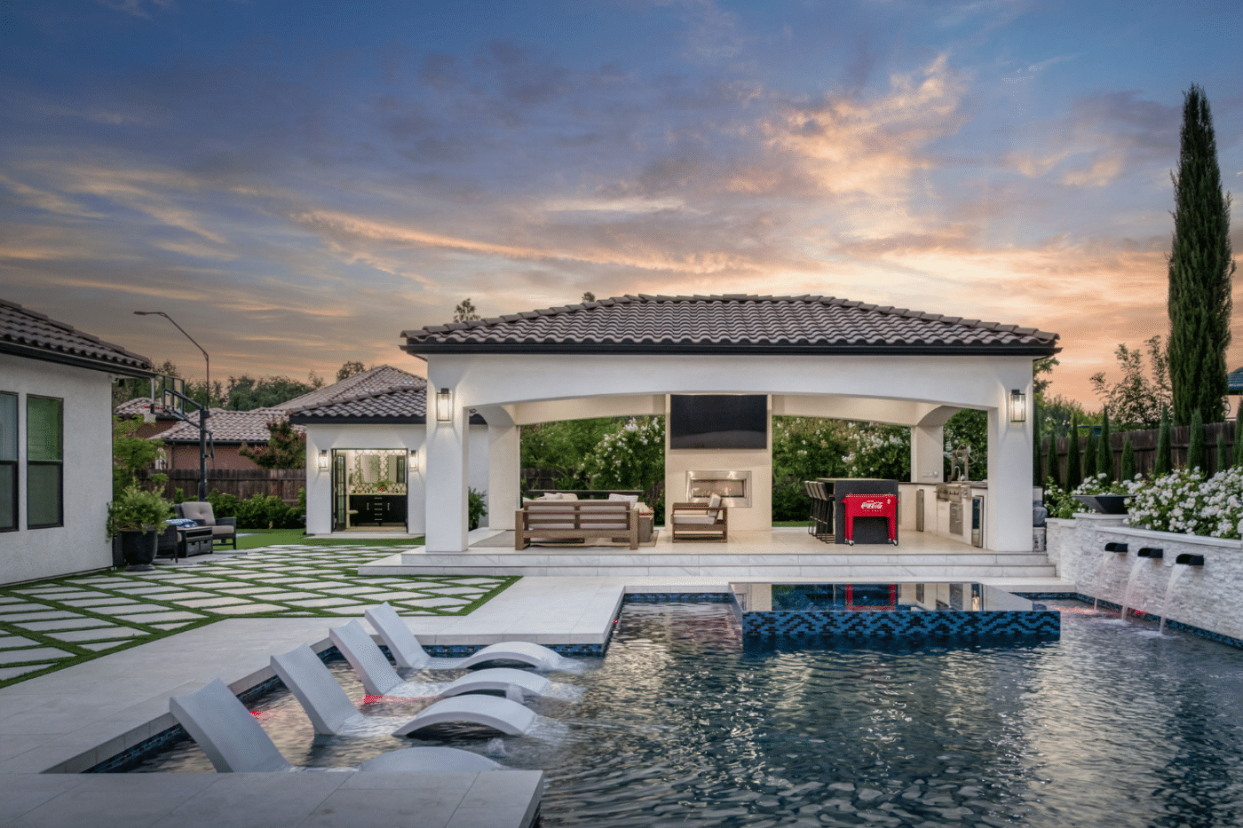 pavilion near pool with chairs in dunlap ca