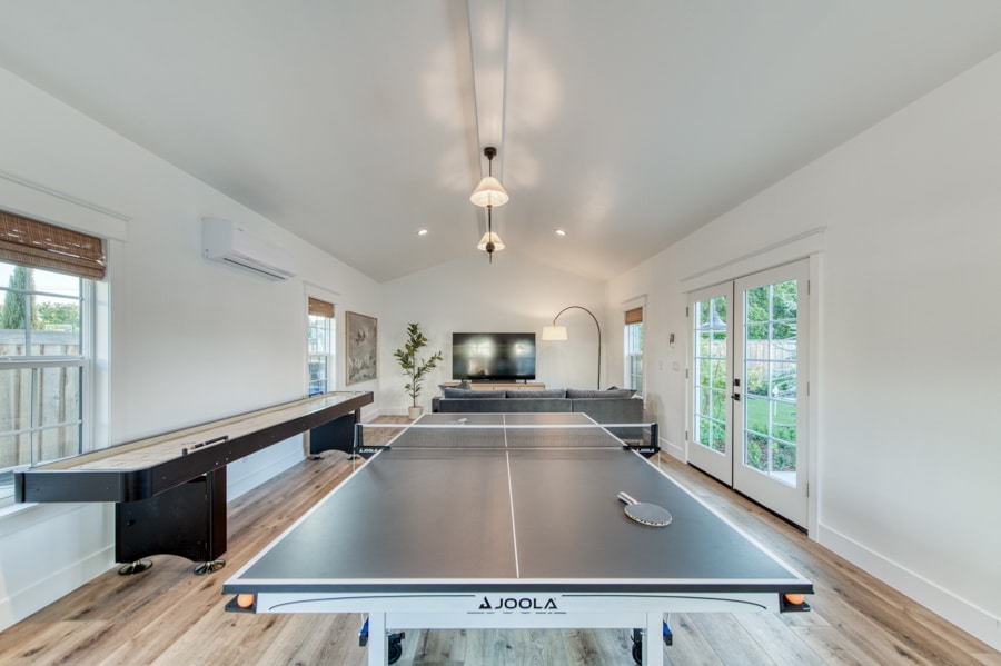 ping pong table inside 16x30 game room
