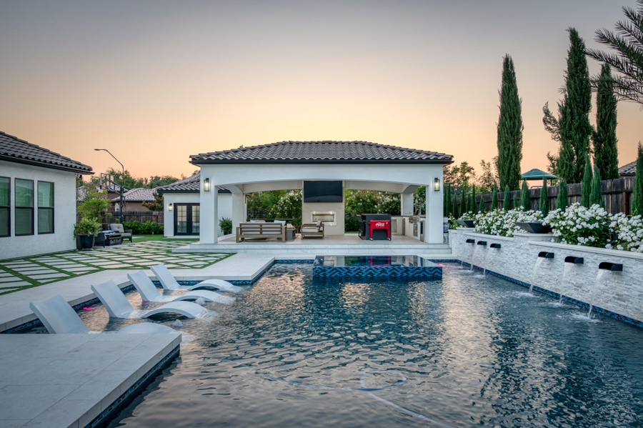 poolside 20x30 cabana with patio and 14x12 outdoor bath house