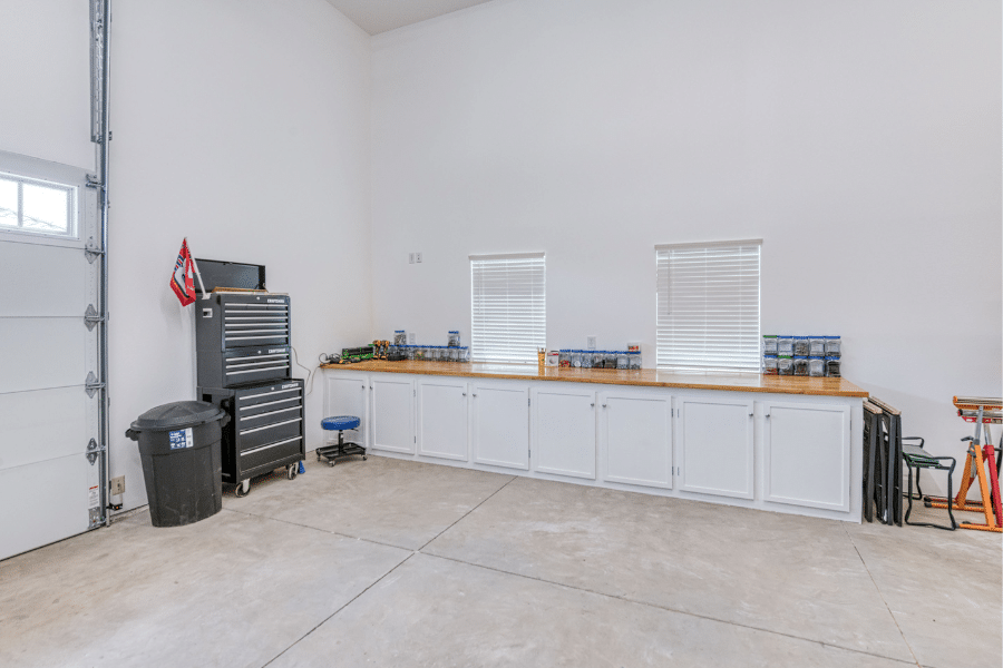 work bench inside 32x50 garage